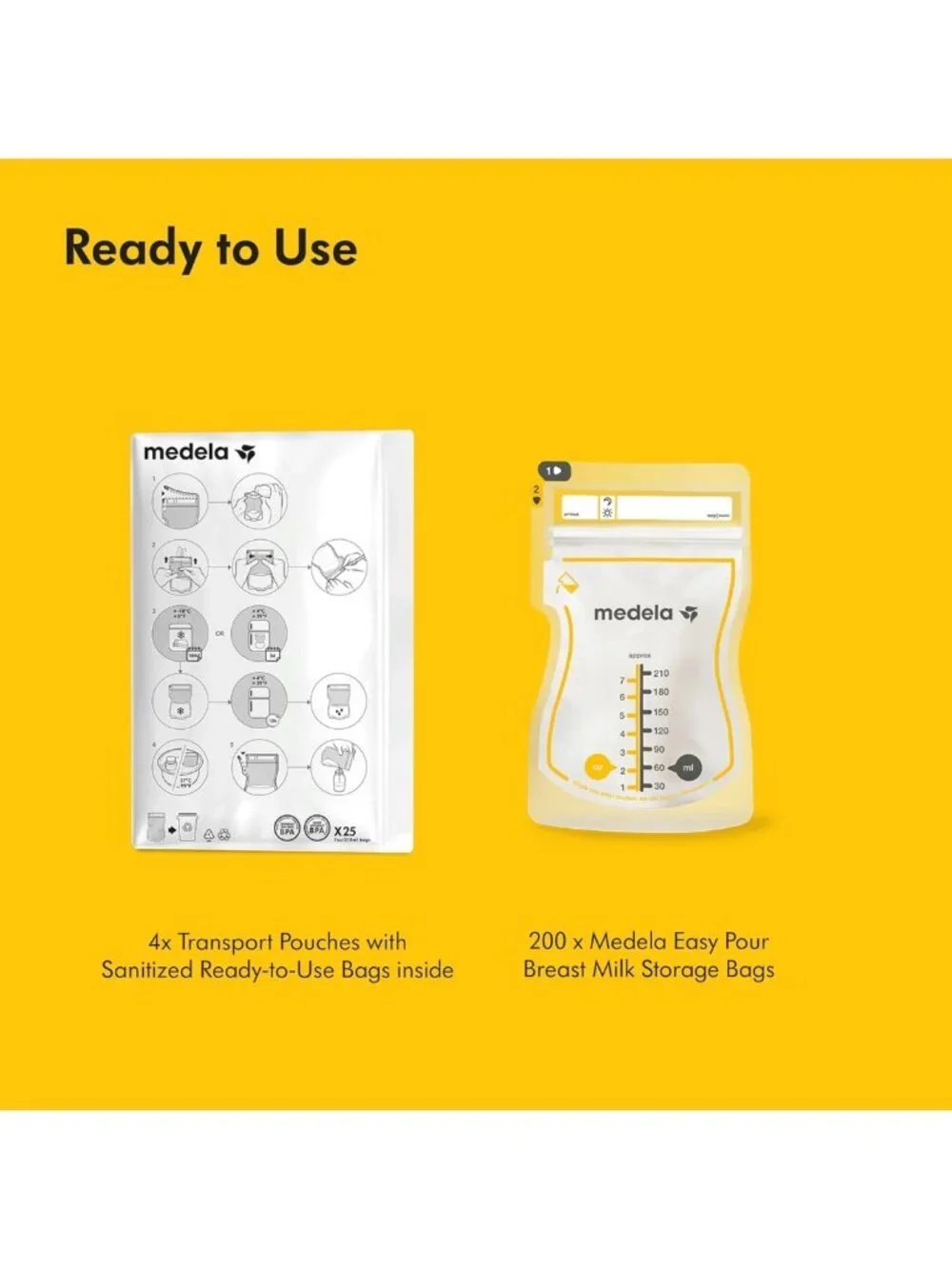 200 Count Breastmilk Storage Bags - 7oz Leakproof, Fast Freeze, BPA Free